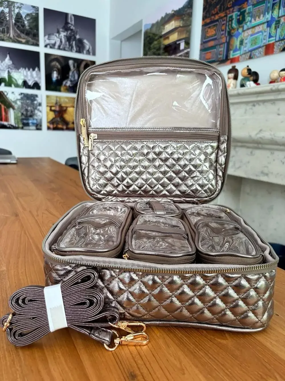 Pearl Quilted Collection Mini Diva Makeup Travel Case NWOT
